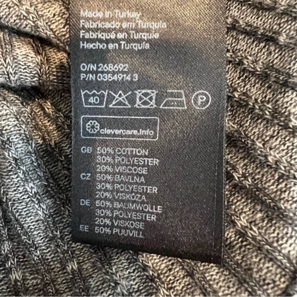 H&M tunic top grey mock neck woman’s size large bell sleeve sweater shirt - Picture 5 of 9
